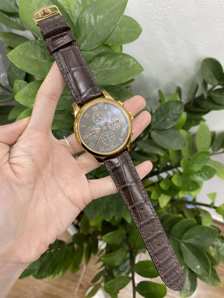 Dây Đồng Hồ Tissot Nam Da Cá Sấu Nâu - Dây Da Đồng Hồ Thật 100%