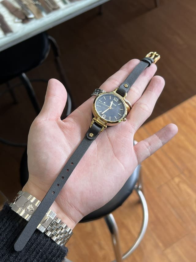 Dây đồng hồ Fossil handmade da bò – có khắc tên theo yêu cầu
