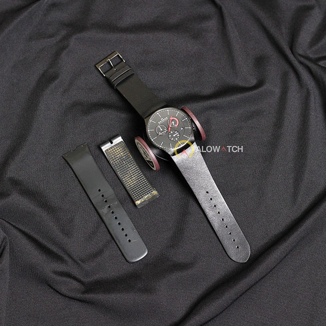 Dây đồng hồ Skagen màu đen, chất liệu da bò