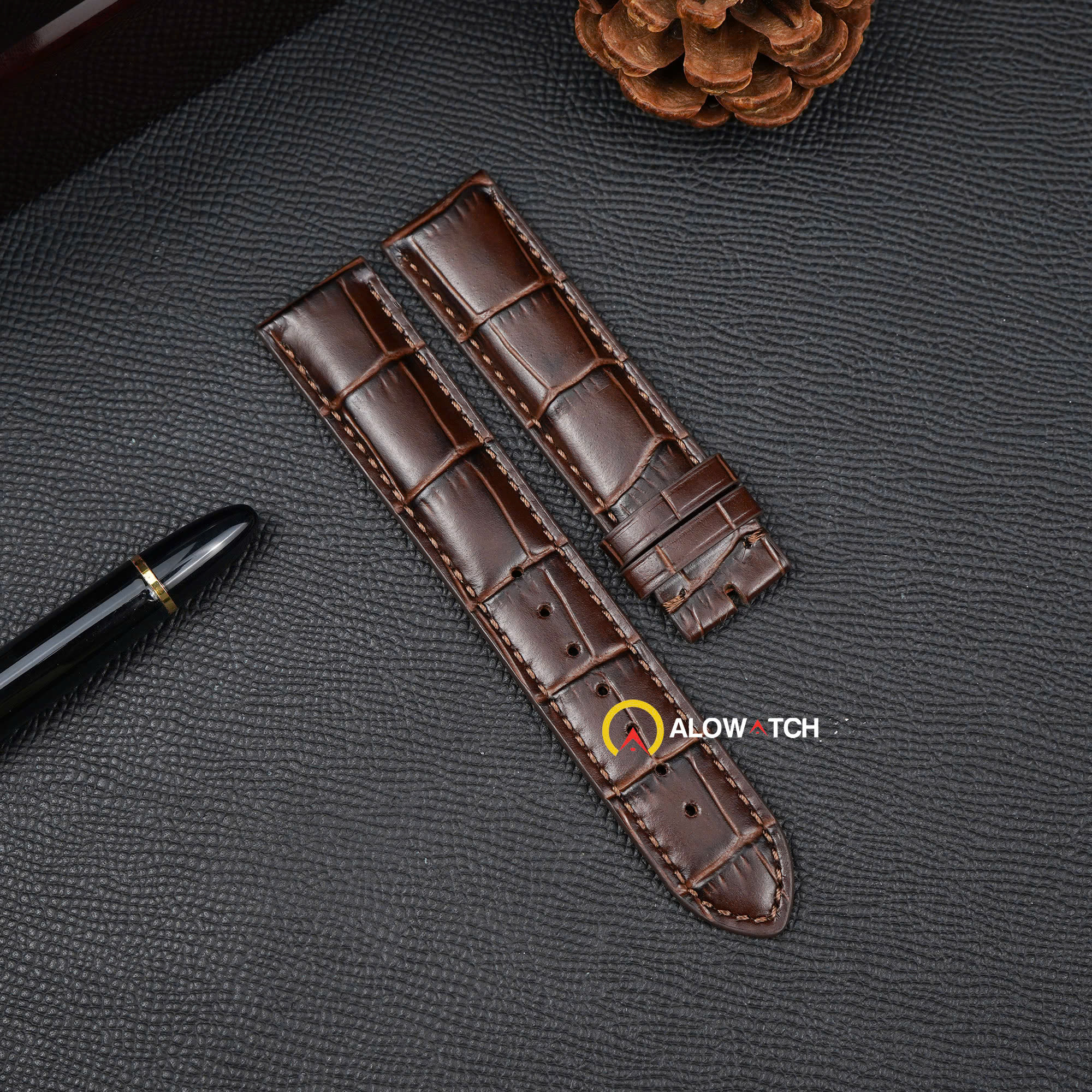 Dây đồng hồ logo Longines cao cấp nâu