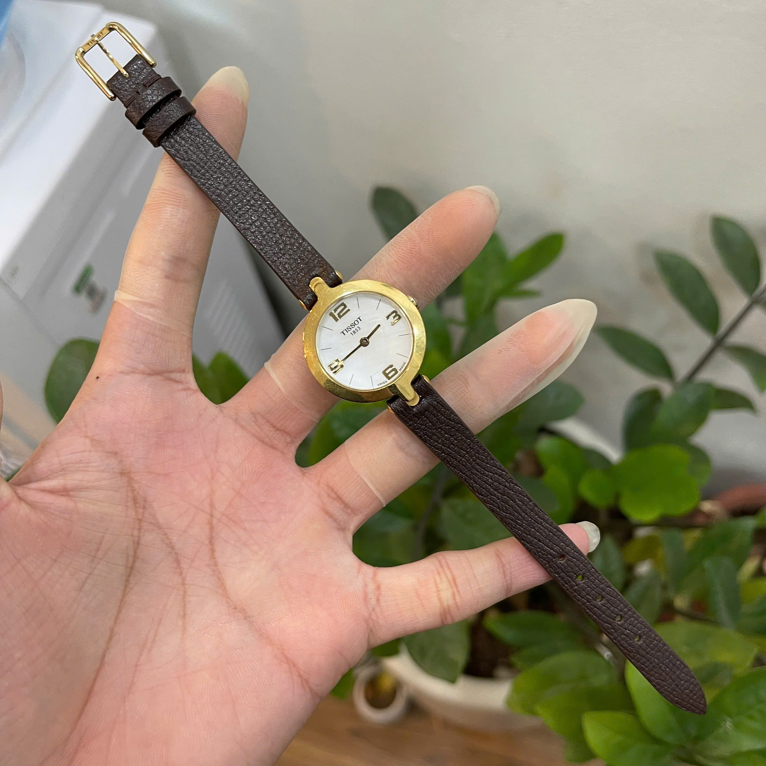 Dây đồng hồ Tissot nữ T003 da bò nâu