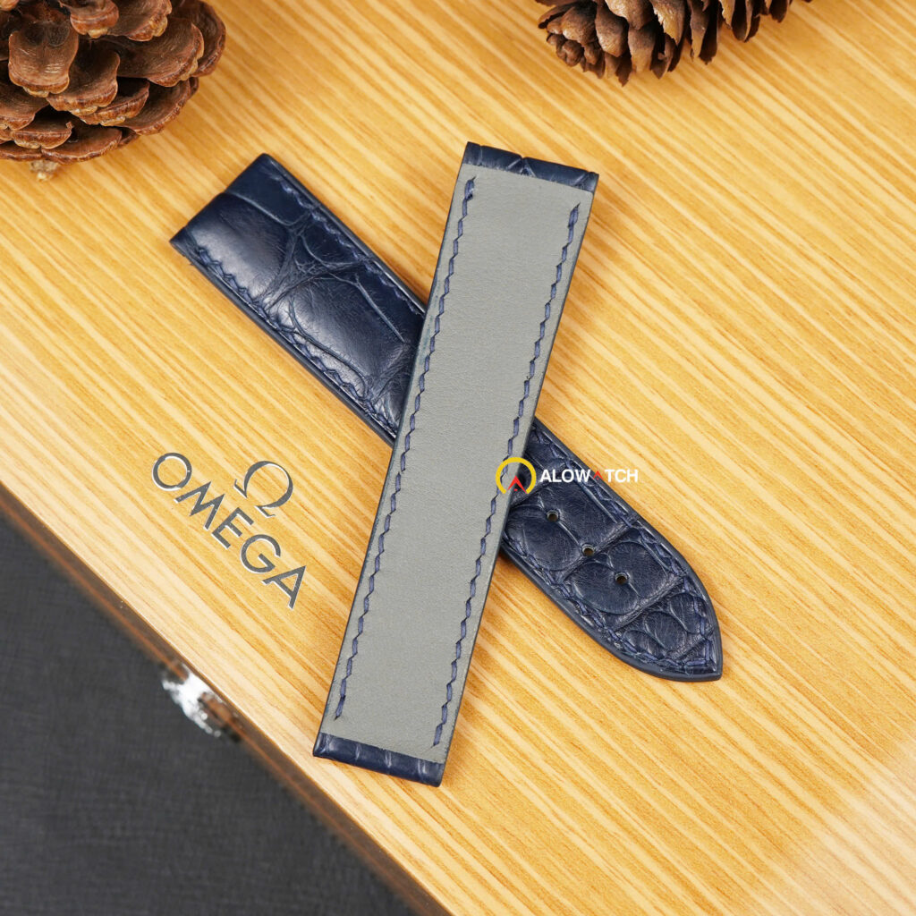 Cặp dây da không đỉa màu xanh cho Omega