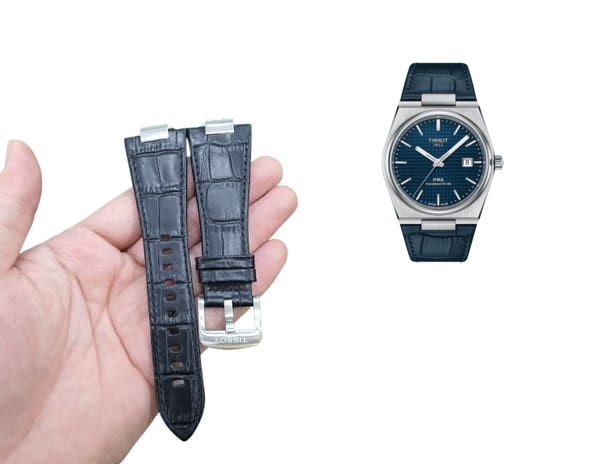 Dây da Tissot PRX da cá sấu thủ công tại Alowatch