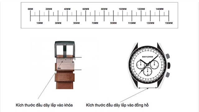 Đo chính xác phần chốt khóa và lug with trên mặt đồng hồ
