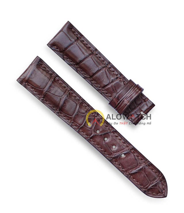Dây đồng hồ Omega Swatch da cá sấu cao cấp nâu đỏ Pháp
