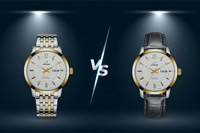 Đồng hồ dây da mang đến sự thanh lịch còn đồng hồ dây kim loại thể hiện sự sang trọng, cá tính