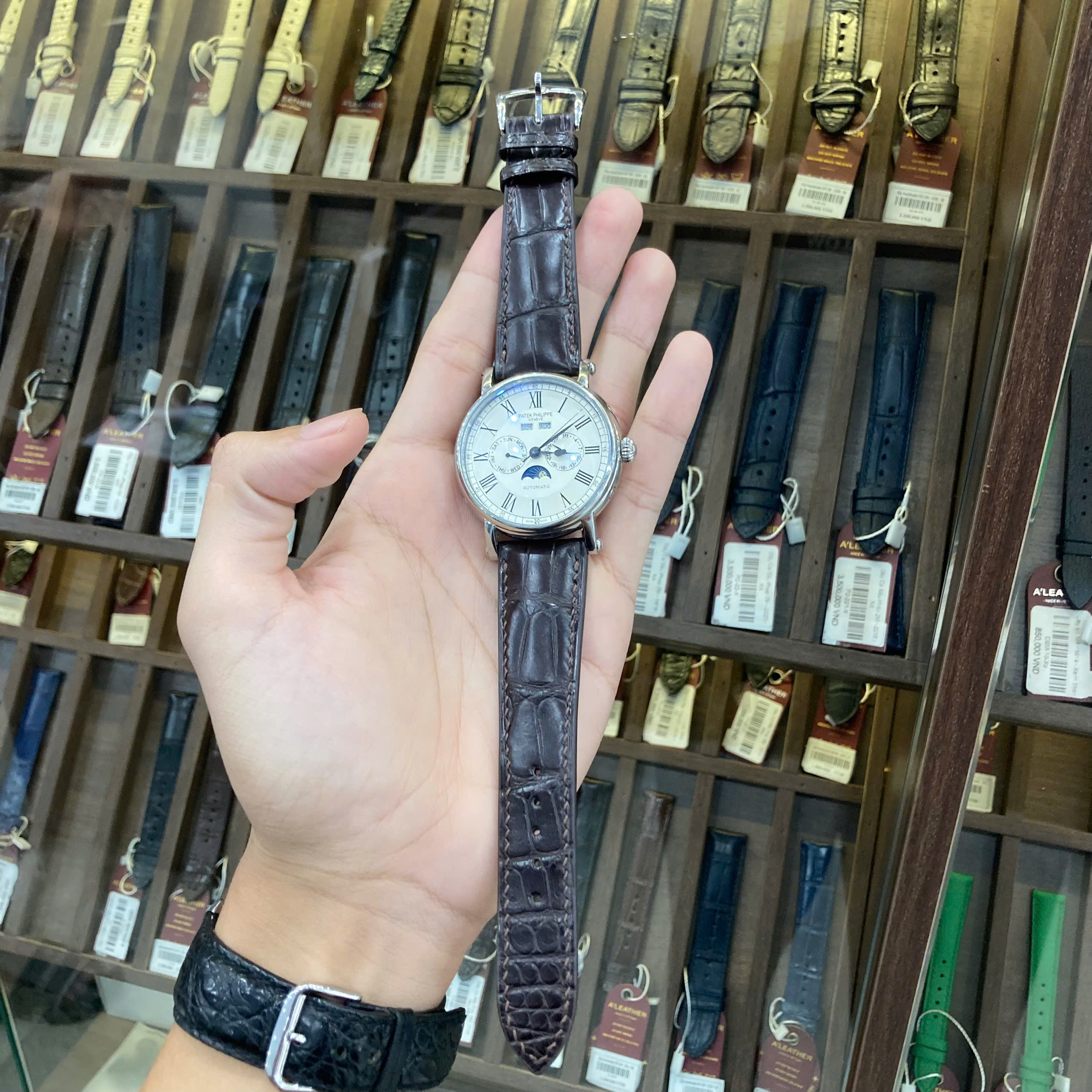 Dây đồng hồ Patek Philippe PA65 da cá sấu