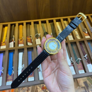 Dây Đồng Hồ Versace Destiny Precious Diamond Da Kỳ Đà Màu Đen Cao Cấp Cho Nữ