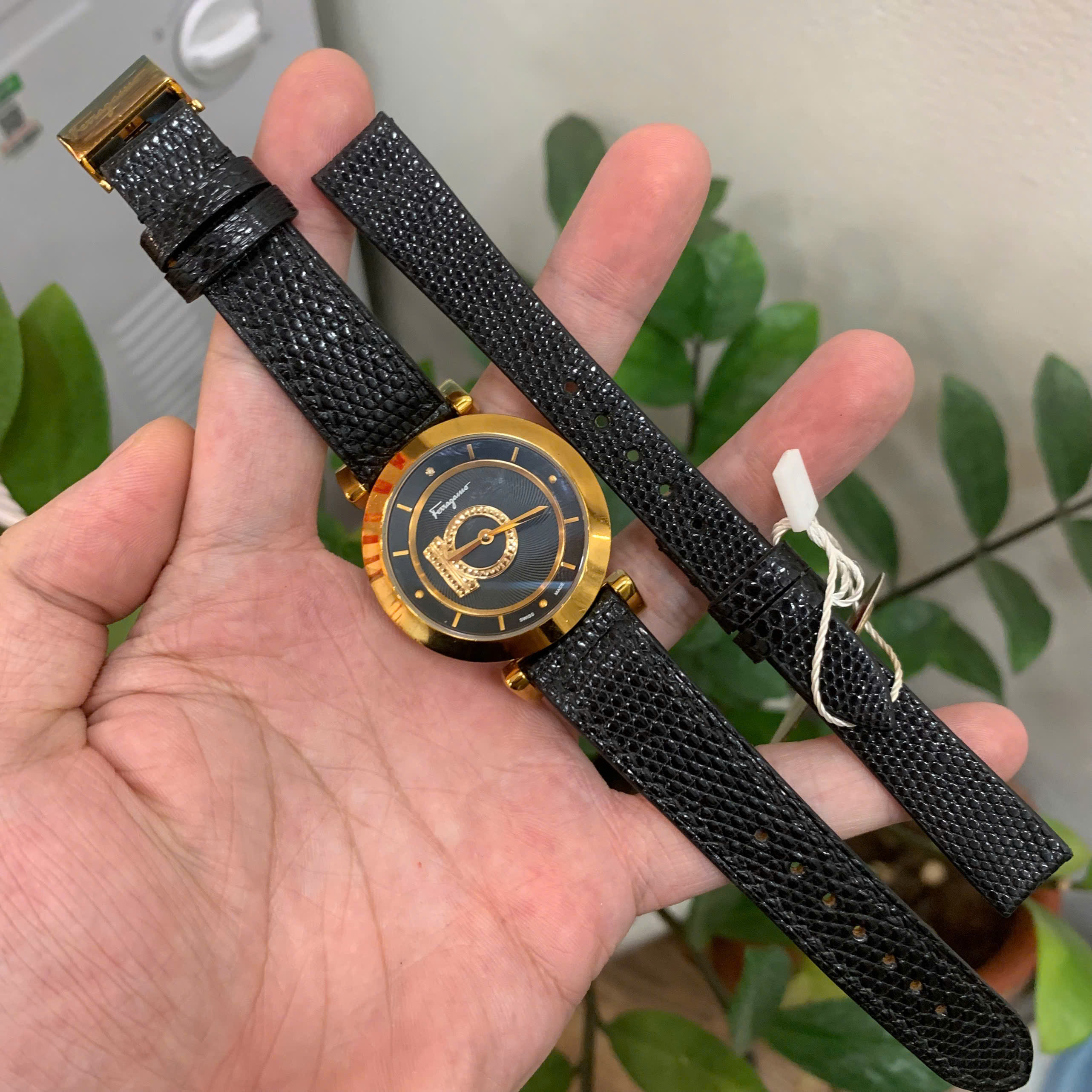 Dây Đồng Hồ Nữ Chopard CPND063 Đính Hạt Chấu Da Kỳ Đà Màu Đen – Thanh Lịch & Sang Trọng