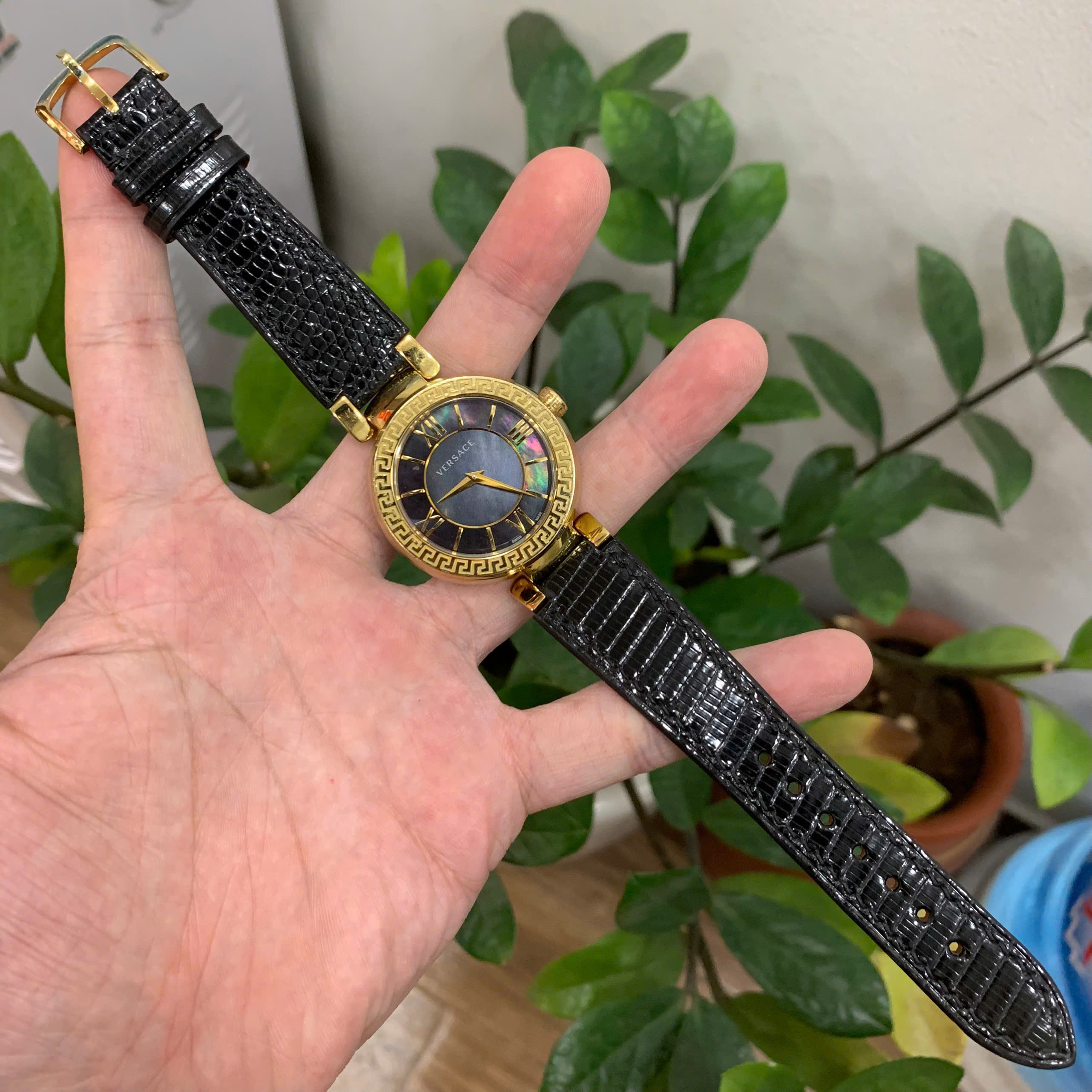Dây Đồng Hồ Versace Leda Black Da Kỳ Đà Màu Đen Sang Trọng Đẳng Cấp