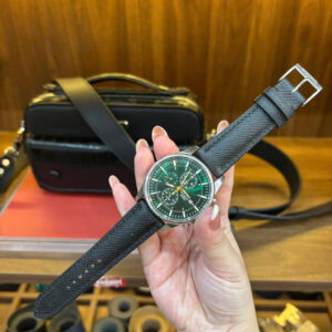 Dây Đồng Hồ Nam Seiko Chronograph SNAF09P1 Da Bò Màu Đen