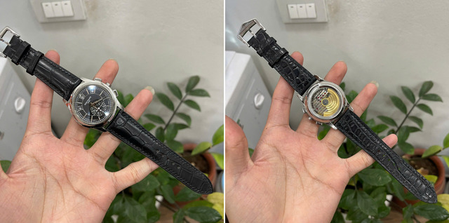 Dây đồng hồ Patek Philippe Complications 5905P-010 da cá sấu hai mặt.