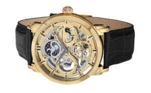 Dây đồng hồ Stuhrling da cá sấu sang trọng ôm vừa tay.