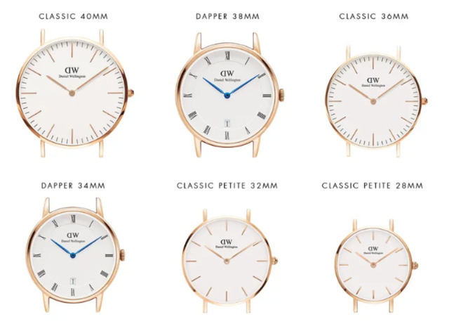 Tổng hợp size dây đồng hồ DW nam & nữ phổ biến.