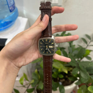 Dây Đồng Hồ Seiko Recraft Series Automatic SNKP27 Dáng Chữ Nhật Da Cá Sấu Màu Nâu