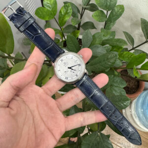 Dây Đồng Hồ Đồng Hồ Omega De Ville Prestige 424.13.40.21.02.003 Da Cá Sấu Pháp Màu Xanh Đen