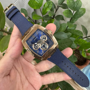 Dây Đồng Hồ Guess GW0202G4 Phoenix Mặt Số Hình Quả Trám Da Bò Màu Xanh