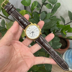 Dây đồng hồ nam Frederique Constant FC-292MC4P5 da cá sấu màu nâu chỉ trắng