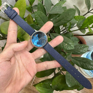 Dây Đồng Hồ Nữ Swarovski 5416006 Crystal Lake Da Bò Màu Xanh Đậm