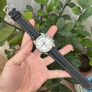 Dây Đồng Hồ Seiko Chronograph SNDC87P2 Da Bò màu Đen chỉ trắng