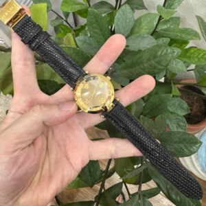 Dây Đồng Hồ Versace Revive VAI210016 mặt gương vàng Gold Dây da kỳ đà đen