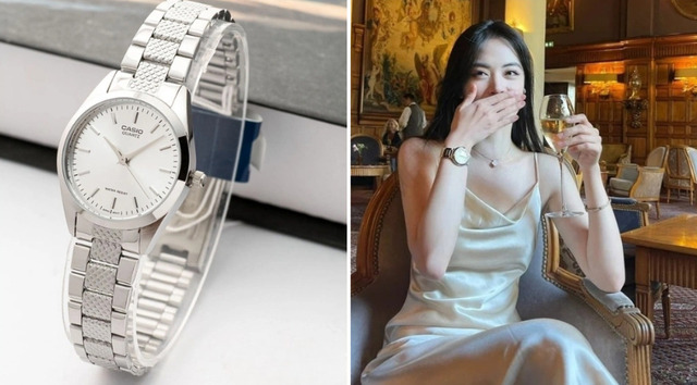 Dây đồng hồ kim loại phù hợp với đầm dự tiệc, sự kiện.