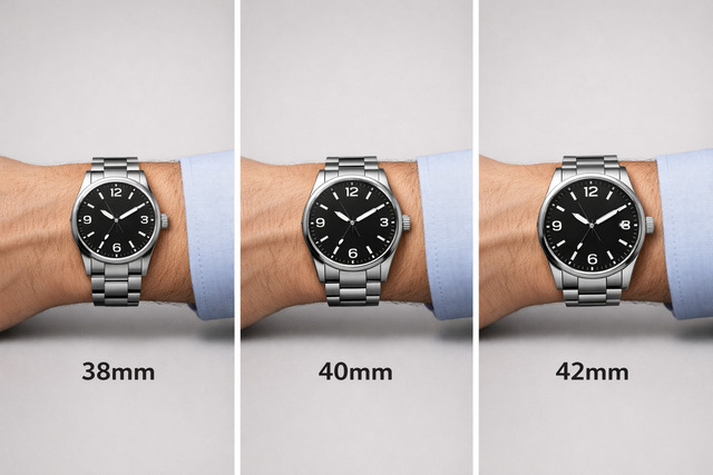 Cùng một cổ tay, 38/40/42mm cho cảm giác gọn – cân đối – nổi bật khác nhau.