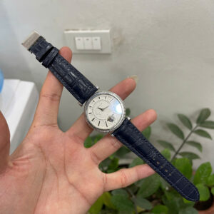 Dây Đồng Hồ Versace V-Helix Quartz Dây Da Cá Sấu Handmade Màu Xanh Navy