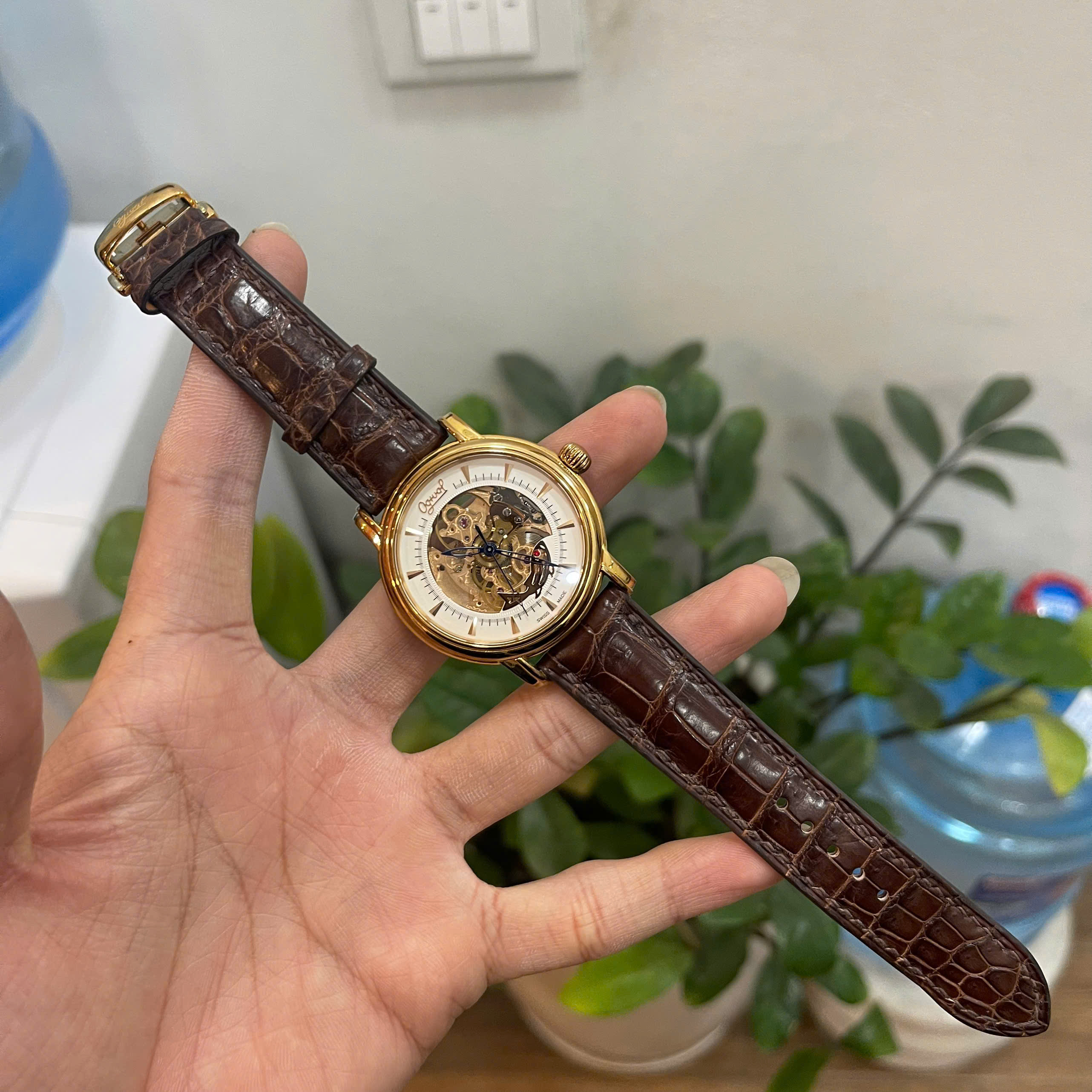 Dây da cá sấu cao cấp 2 mặt lắp cho đồng hồ Ogival