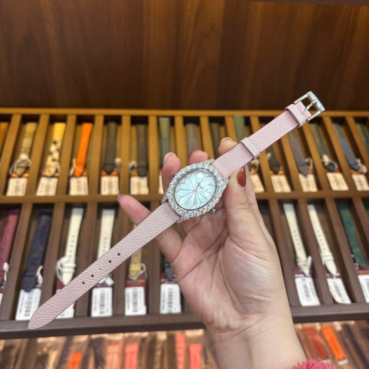 Dây da bò cao cấp cho đồng hồ Chopard L’Heure du Diamant