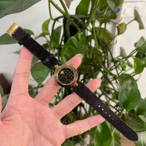 Thay Dây Da Kỳ Đà Màu Đen Versace Micro Vanitas Cao Cấp Chế Tác Thủ Công