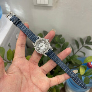 Thay Dây Da Kỳ Đà Màu Xanh Chopard L'Heure du Diamant Cao Cấp Chế Tác Thủ Công