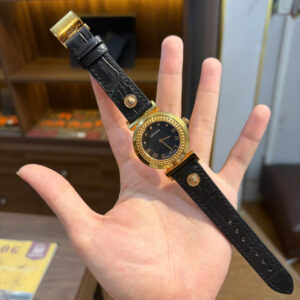 Thay Dây Da Cá Sấu 2 Mặt Màu Đen Versace Vanity Cao Cấp Chế Tác Thủ Công