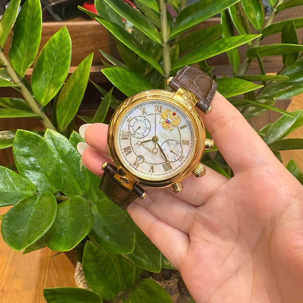 Thay Dây Da Cá Sấu Màu Nâu Poljot President Putin Cao Cấp Chế Tác Thủ Công – Alowatch