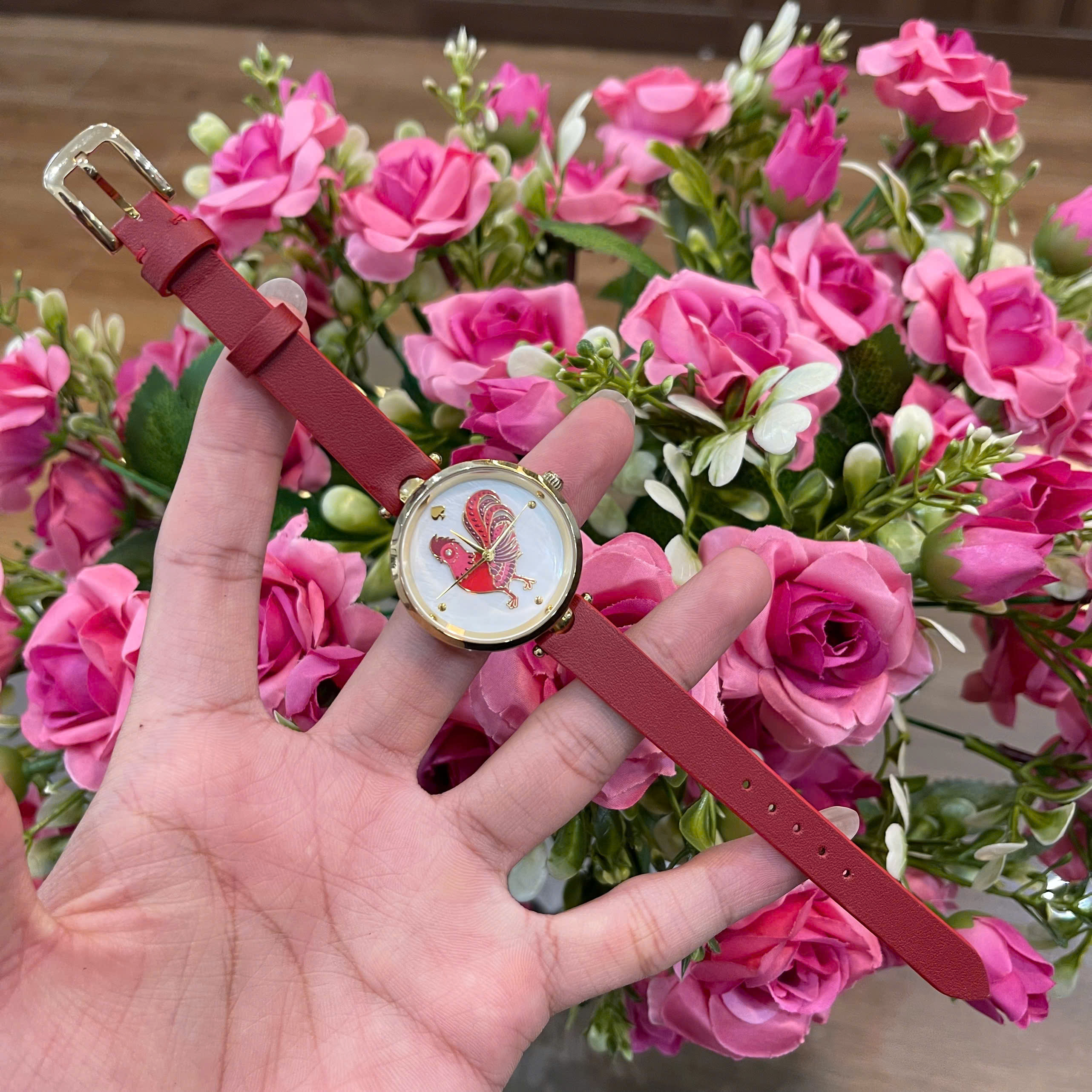 Thay Dây Da Bò Màu Đỏ Đậm Kate Spade New York Holland Cao Cấp Chế Tác Thủ Công