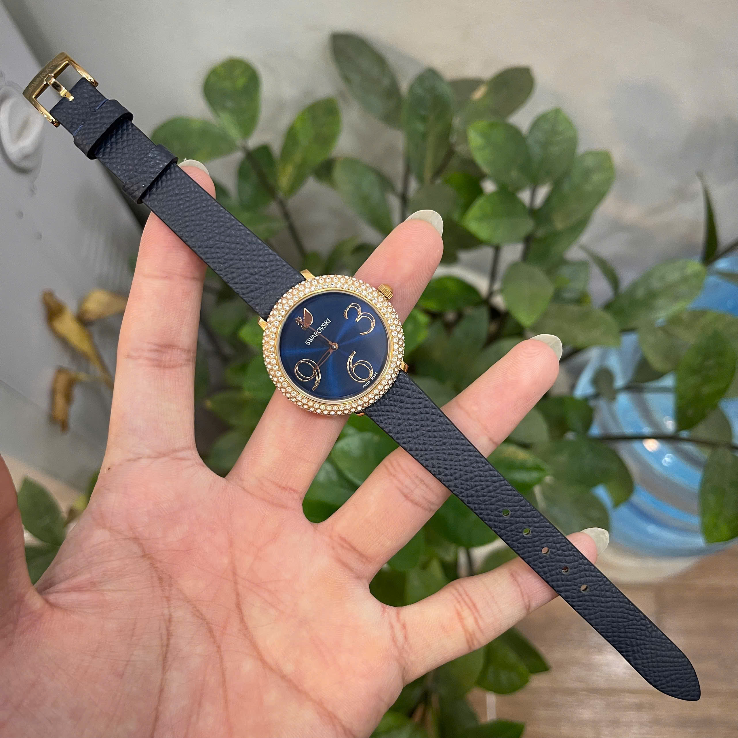 Thay Dây Da Da Bò Màu Xanh Navy Cho Swarovski Crystal Frost 5484061