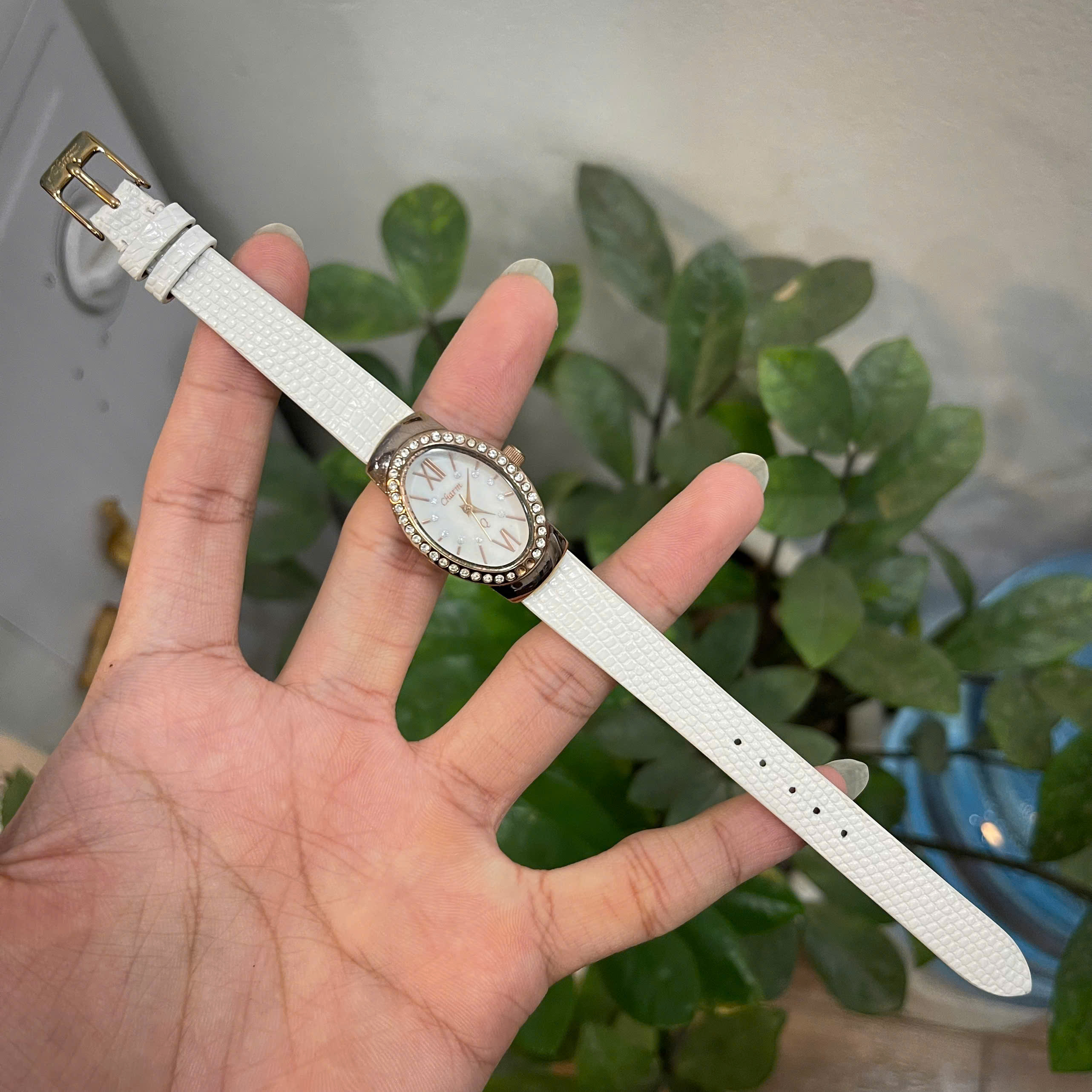 Thay Dây Da Cho Đồng Hồ Nữ Dây Da Kì Đà Cao Cấp Màu Trắng Ngà Tự Nhiên